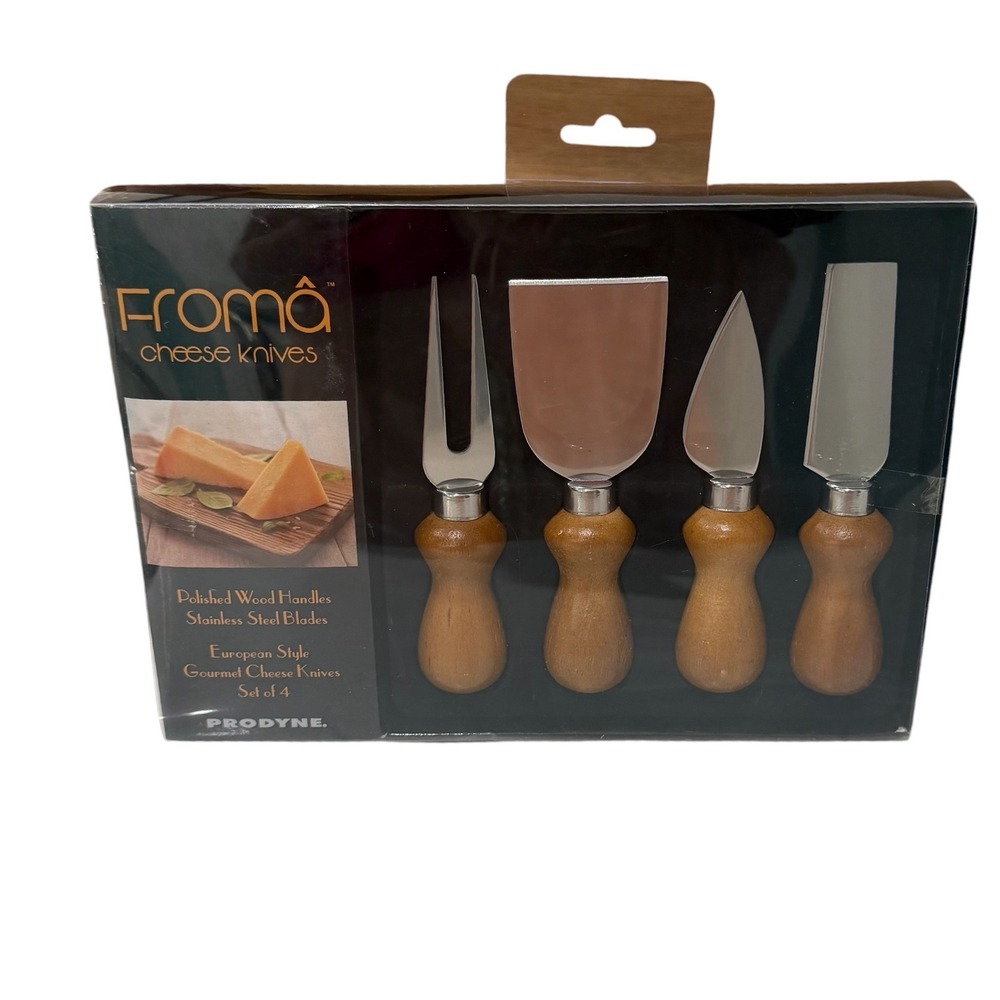 Prodyne Froma‎ 4 Piece Cheese Knife Set Wood Handles Stainless Steel